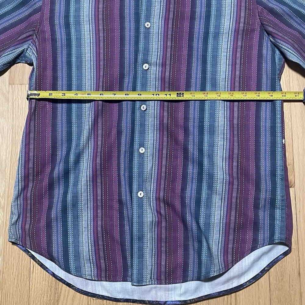 Robert Graham Button Down Shirt Size Multicolor Floral Cuffs Striped Size Medium - Picture 4 of 10